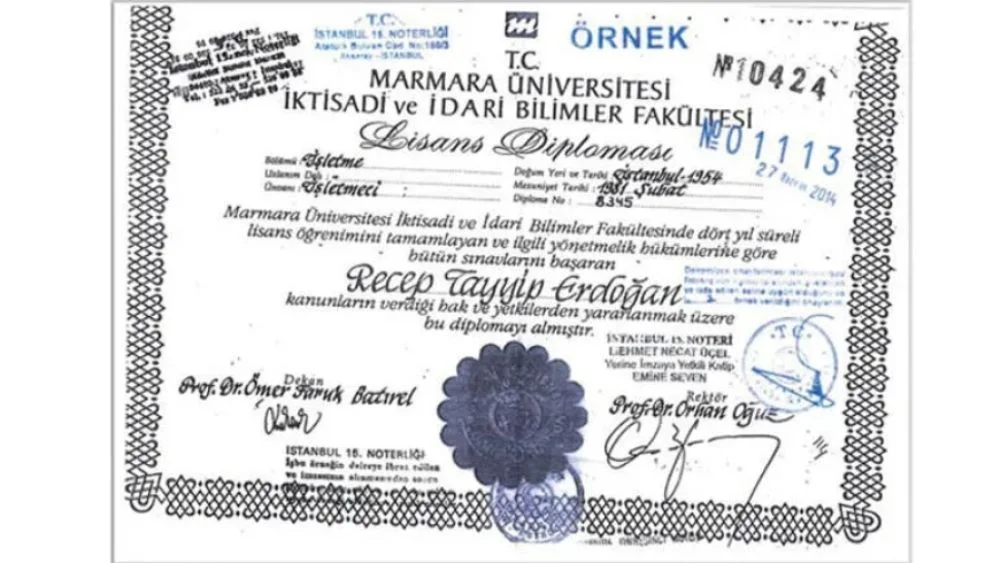 Tayyip Erdoğan'ın üniversite diploması paylaşıldı