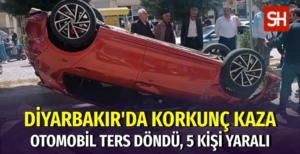Diyarbakır’da Korkutan Kaza: Ters Dönen Otomobilde 5 Yaralı