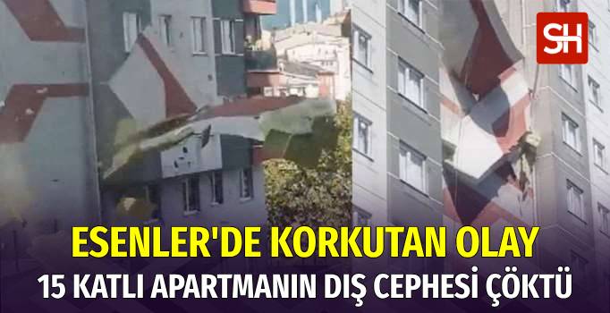 Esenler'de 15 Katlı Apartmanın Dış Cephesi Çöktü