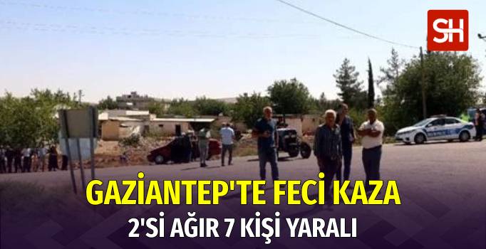Gaziantep'te 2 Araç Kafa Kafaya Çarpıştı