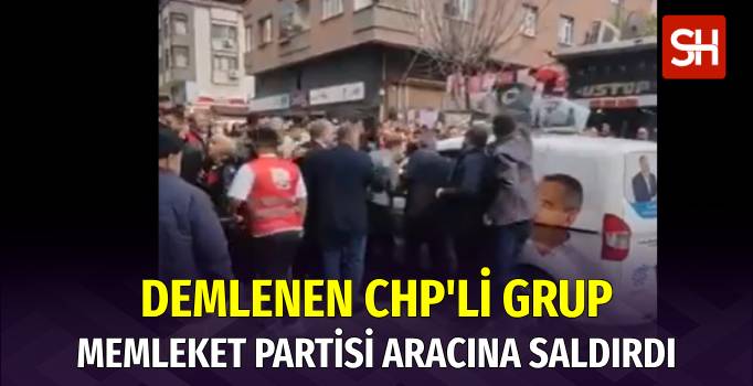 CHP'liler Ataşehir'de Memleket Partisi Aracına Saldırdı